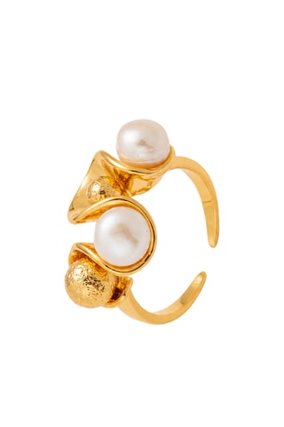 Anello - Placcato oro giallo e perle coltivate