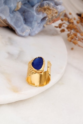 Anello laminato oro giallo - Occhio di gatto