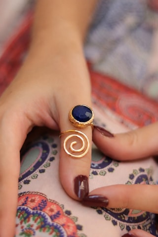 Anello - Placcato oro giallo e zaffiro