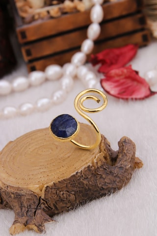 Anello - Placcato oro giallo e zaffiro