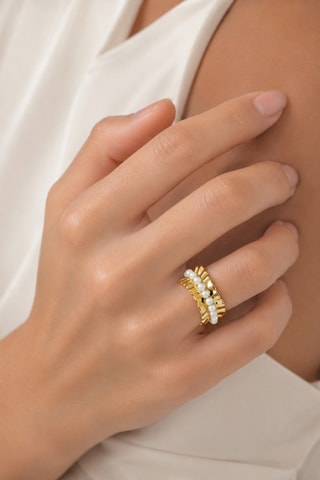 Anello - Placcato oro giallo e perle coltivate