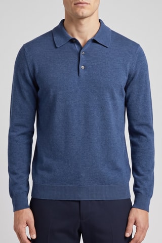 Polo 100% mérinos - Bleu