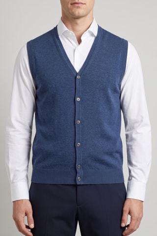 Gilet sans manches 100% mérinos - Bleu
