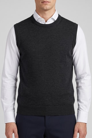 Gilet 100% lana merino - Nero
