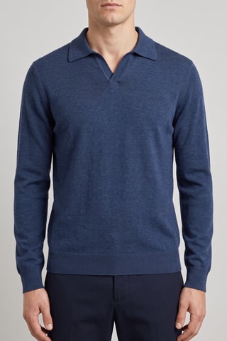 Polo 100% mérinos - Bleu