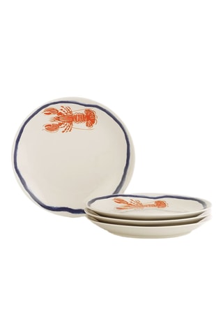 4 platos de postre de porcelana - 20 cm