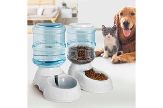 2 distributori automatici di crocchette e acqua - Grigio