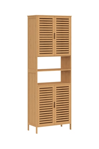 Mueble de cuarto de baño de 4 puertas de bambú - 60 x 170 x 30 cm