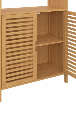Mueble de cuarto de baño de 4 puertas de bambú - 60 x 170 x 30 cm