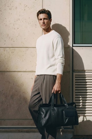 Sac de voyage en cuir - 48 cm - Noir