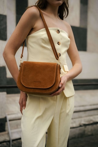 Sac porté épaule en nubuck Otia - Camel