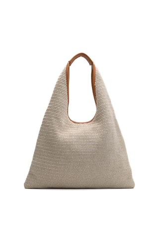Sac porté épaule en cuir et osier Aya - Camel