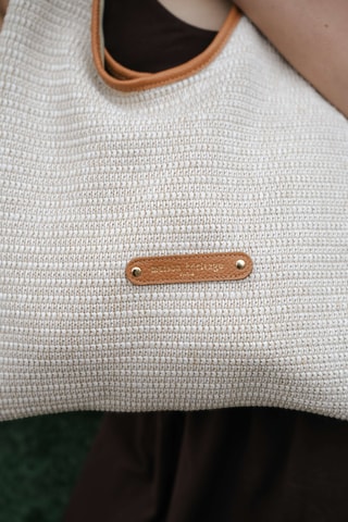 Sac porté épaule en cuir et osier Aya - Camel