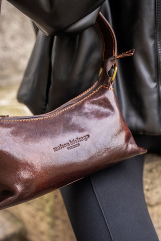 Sac porté épaule en cuir Haven - Marron foncé