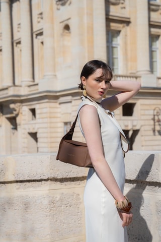 Sac porté épaule en cuir Prana - Camel