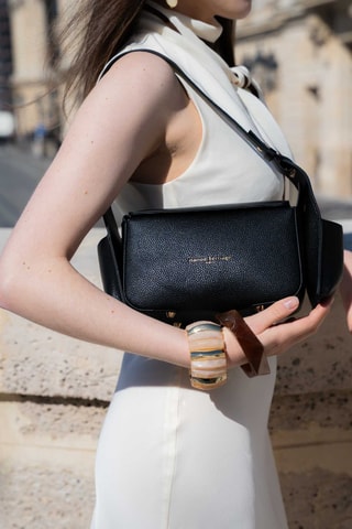 Sac porté épaule en cuir Prana - Noir