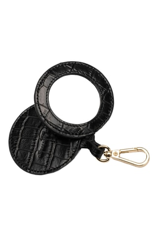 Porte-clés avec miroir de poche en cuir Sissi - Noir