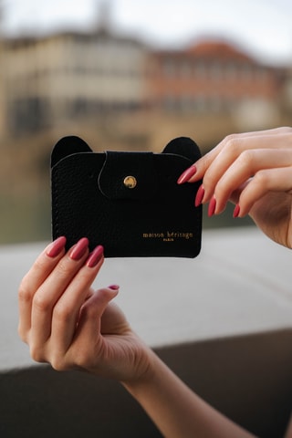 Porte-cartes en cuir Ana - Noir
