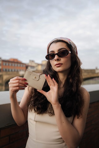Porte-cartes en cuir Ana - Blanc