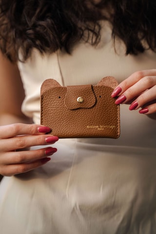 Porte-cartes en cuir Ana - Camel