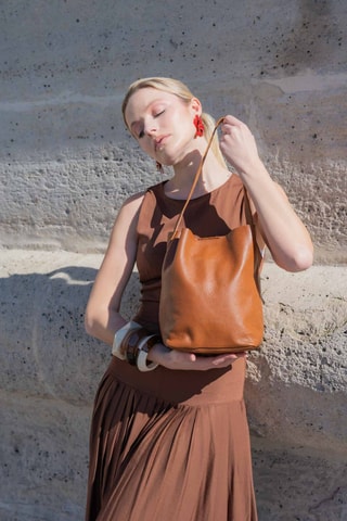 Sac porté épaule en cuir Figa - Camel