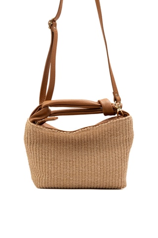 Sac à main en cuir et osier Lucia - Camel