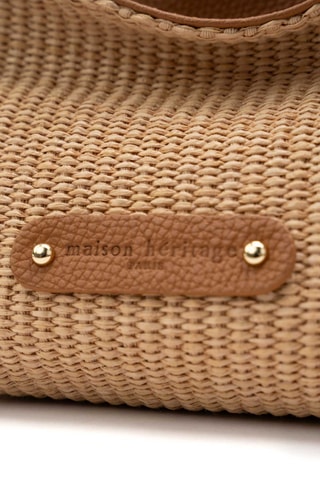 Sac à main en cuir et osier Lucia - Camel