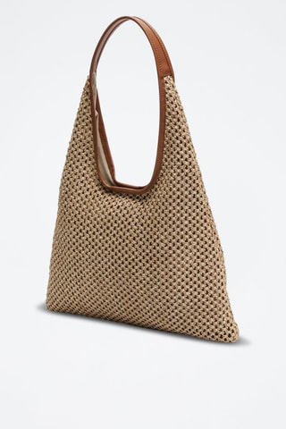 Sac porté épaule en paille et cuir Maldives - Camel