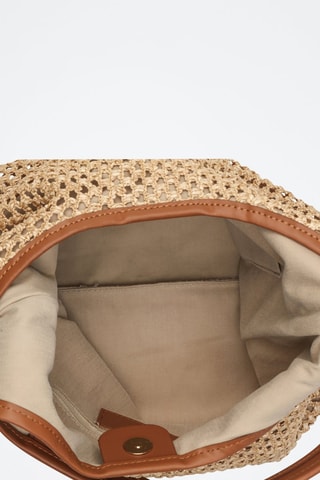Sac porté épaule en paille et cuir Maldives - Camel