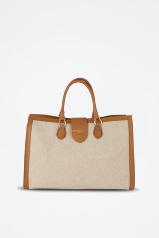 Cabas en cuir Mara - Beige et camel