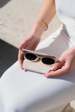 Etui pour lunettes en cuir Lune - Argenté