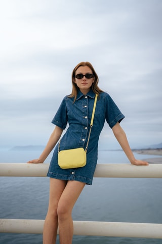 Sac bandoulière en cuir Bio - Jaune