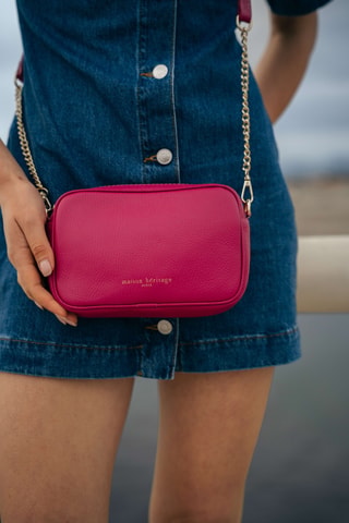 Sac bandoulière en cuir Bio - Fuchsia