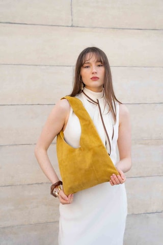 Sac porté épaule en nubuck Rica - Jaune