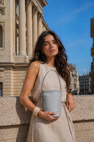 Sac seau en cuir Reti - Bleu