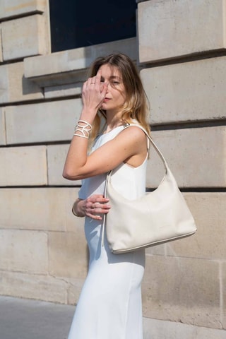 Sac porté épaule en cuir Onda - Blanc