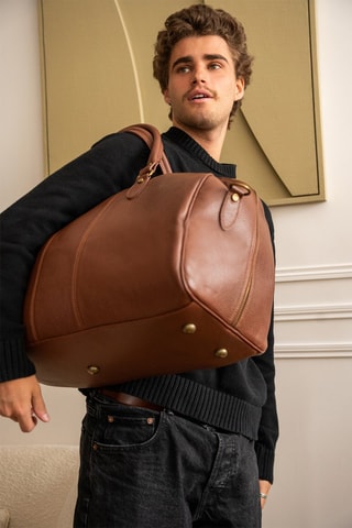 Sac bowling en cuir Week - Marron