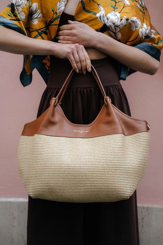 Sac porté épaule en cuir Ceto - Camel
