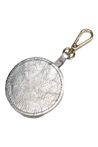 Porte-clés avec miroir de poche en cuir Sissi - Argenté