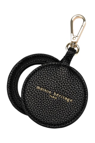 Porte-clés avec miroir de poche en cuir Sissi - Noir