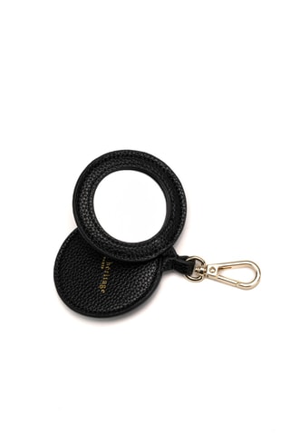 Porte-clés avec miroir de poche en cuir Sissi - Noir