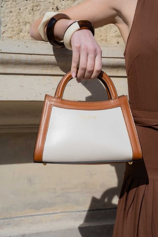 Sac bandoulière en cuir Milano - Beige et camel
