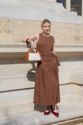 Sac bandoulière en cuir Milano - Beige et camel