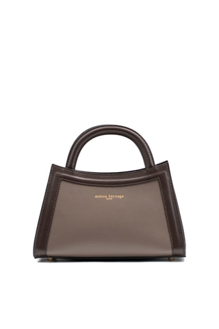 Sac bandoulière en cuir Milano - Marron et taupe