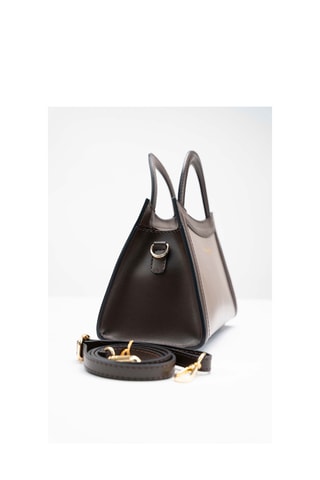 Sac bandoulière en cuir Milano - Marron et taupe