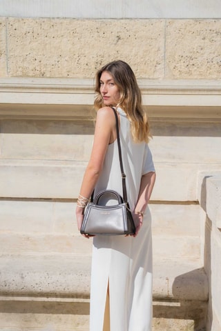 Sac bandoulière en cuir Milano - Marron et taupe