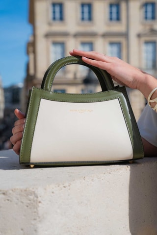 Sac bandoulière en cuir Milano - Beige et vert