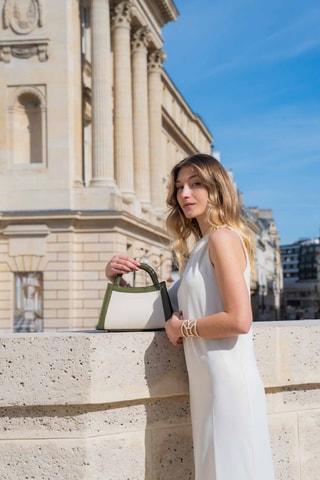 Sac bandoulière en cuir Milano - Beige et vert