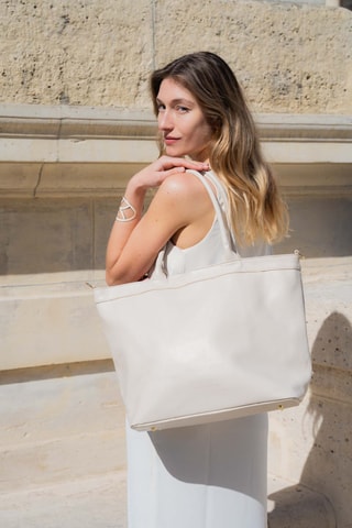 Cabas en cuir Biri - Blanc