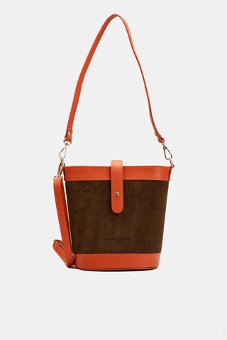 Sac porté épaule en cuir Helle - Marron et orange